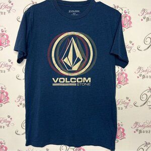 Volcom tshirt blue logo emblem decal orange beige streetwear style skater 🛹